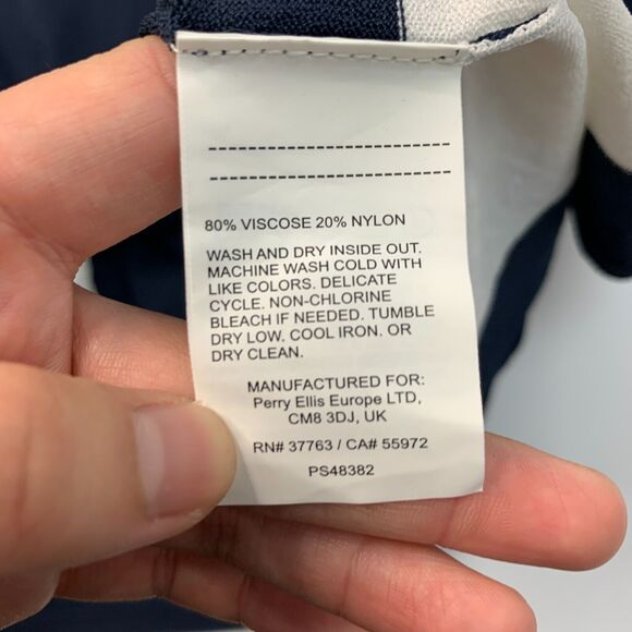 Perry Ellis Shirt Mens XL Extra Large Navy Blue Viscose Nylon Blend Button Up - Picture 7 of 9